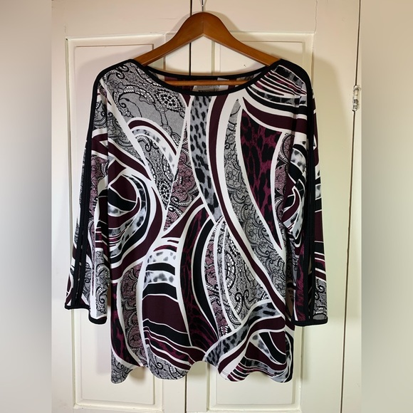 Chico's Tops - Chico's 3 Easywear Blouse Womens Large Top 3/4 Open Slit Sleeves Career Office